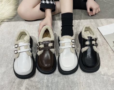 【 清仓女鞋】加绒加厚玛丽珍鞋增高厚底小皮...