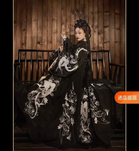 秋水集汉服新款《小龍女》重工满绣齐腰大袖晋...