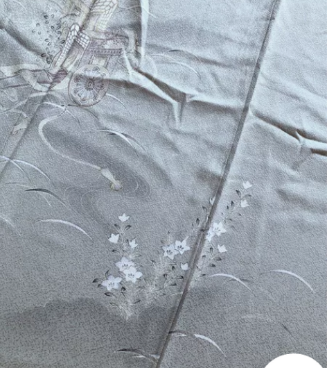 kiya喜屋浅蓝灰金彩花车付下和服 材质：...
