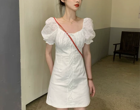 大码胖MM法式初恋甜美连衣裙设计感小众夏季...