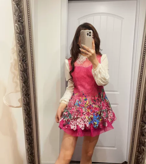 包邮欧货重工花朵刺绣网纱连衣裙休闲大摆裙z...