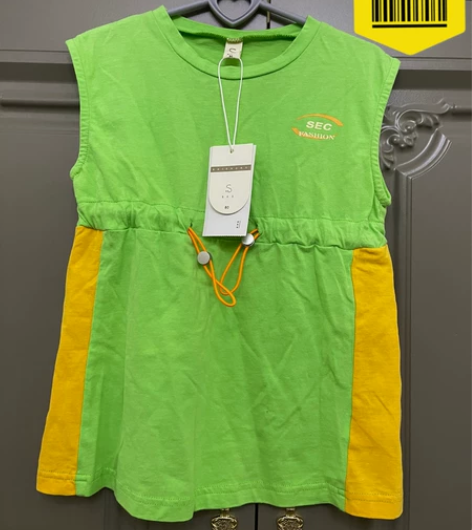 小童 运动风 无袖 拼色连衣裙，80码，全...