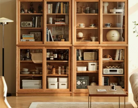 等等组合柜 实木书柜组合藤编柜日式樱桃木家...