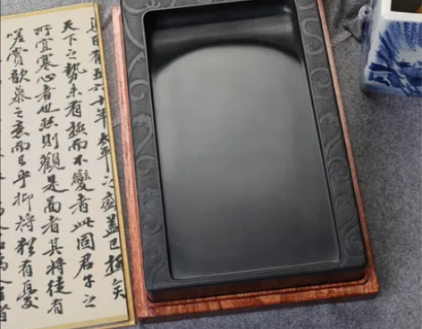 手工砚台歙砚 带盖香樟木盒10寸歙砚 文房...