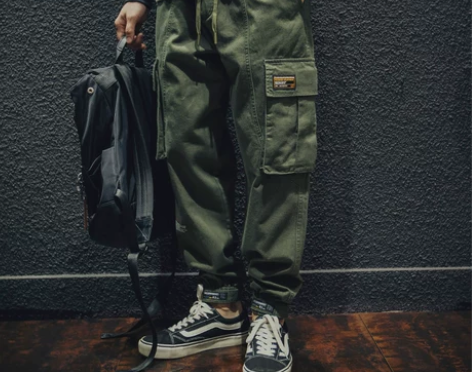 长裤休闲裤秋冬纯棉加绒束脚工装裤男宽松潮牌...