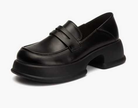 达芙妮黑色厚底乐福鞋2022年新款女鞋秋款...