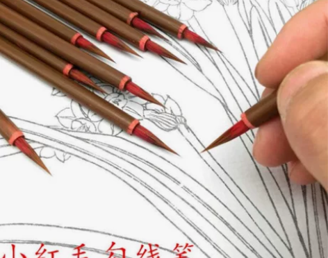小红毛毛笔纯狼尾小楷工笔国画鼠须狼毫勾线笔...