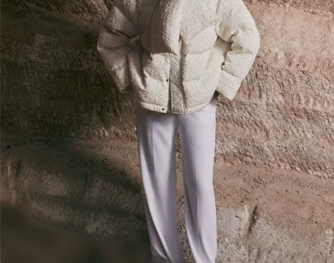 Fabrique 提花肌理感鹅绒短款羽绒