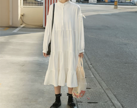 ?杜小萌春秋内搭打底蛋糕裙夏荷叶边裙宽松百...