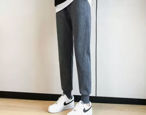 清仓灰色运动裤女秋冬加绒加厚2022新款宽...