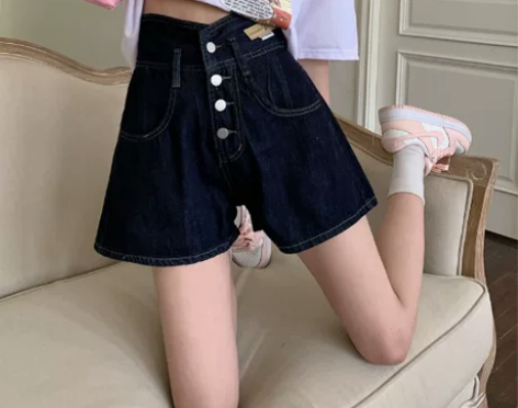 高腰显瘦牛仔短裤女夏季2022年新款韩版宽...