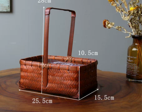 田园风竹编手提花篮 防水内衬插花篮子 礼品...
