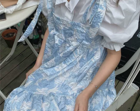 吊带裙女学生宽松夏季新款小清新碎花设计感仙...