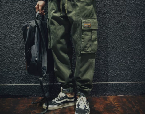 裤子工装 裤子工装裤秋冬纯棉加绒束脚裤男宽...