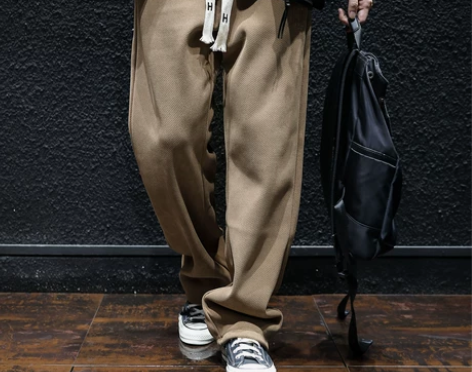 500g重磅加绒雪尼尔直筒休闲裤男冬季宽松...