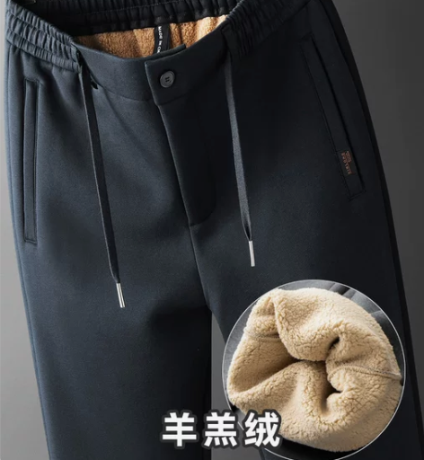 裤子加绒 加厚裤子羊羔绒男秋冬款保暖男裤运...