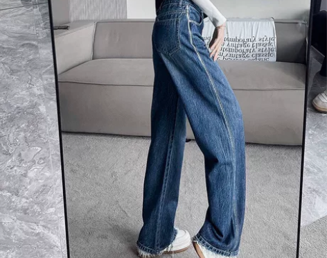 全新 仅室内拍照 阔腿牛仔裤 蓝色 M码 ...