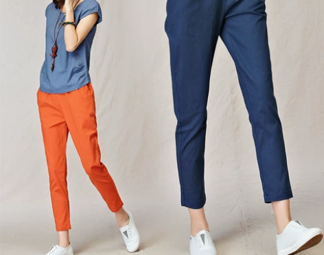 裤子女夏复古大码休闲棉麻薄款宽松紧腰高腰小...