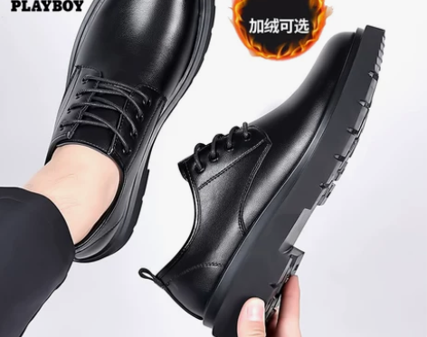花花公子男鞋冬季新款男士真皮商务正装英伦