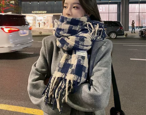 全新千鸟格女款围巾 韩格子围巾 条纹围巾 ...