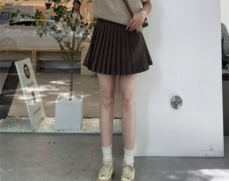 卡其色百褶裙女春秋2022新款小个子高腰显...