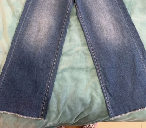 Gap女装秋冬高腰阔腿基本款牛仔裤磨边长裤...