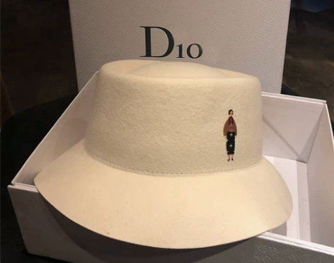 黑色秋冬羊毛呢小檐帽平顶羊绒小礼帽卡通帽子...