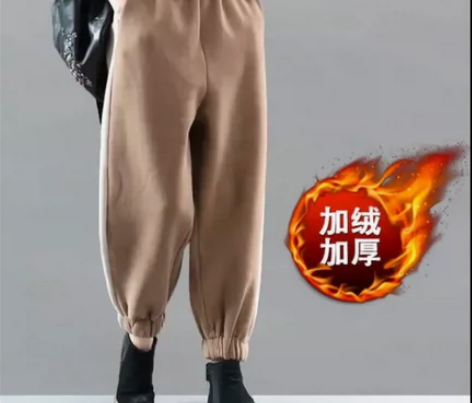 运动裤女秋冬加绒加厚2022新款宽松显瘦大...