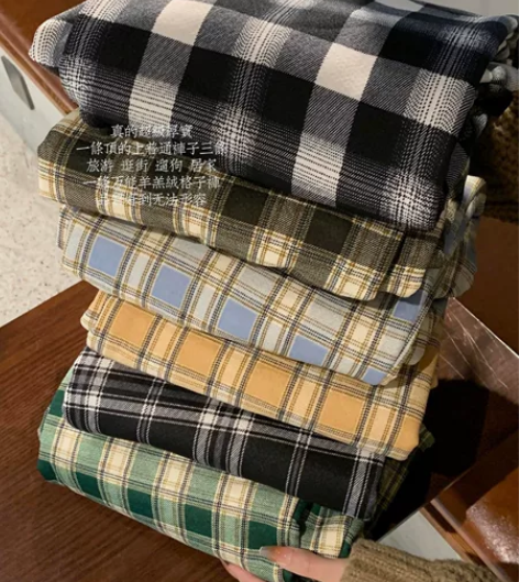 加绒格子裤  ＋颜色羊羔绒厚款格子裤这羊毛...