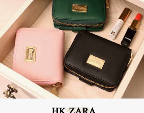ZARA新款十字纹女包短款两折多用女士钱包...