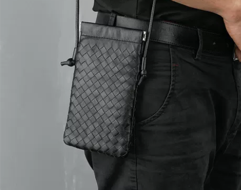 包包BELLPLAN编织羊皮手机口金包迷你...