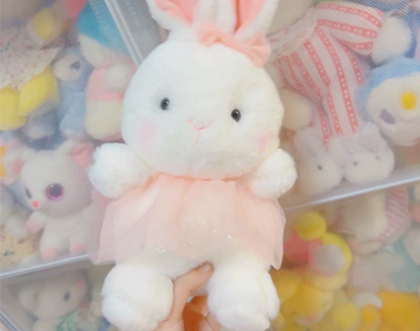 粉裙子白兔日系可爱粉白兔子毛绒玩偶公仔娃娃...