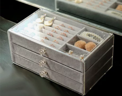 【库存20个清】透明亚克力首饰盒饰品耳环口...