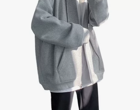 加绒加厚纯色开衫卫衣男秋冬潮流宽松百搭情侣...