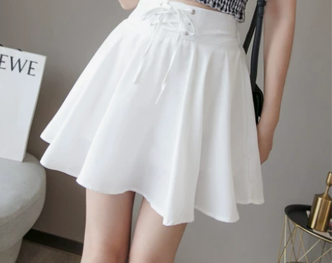 时尚chic高腰显瘦裙子短裙A字裙半身裙女...