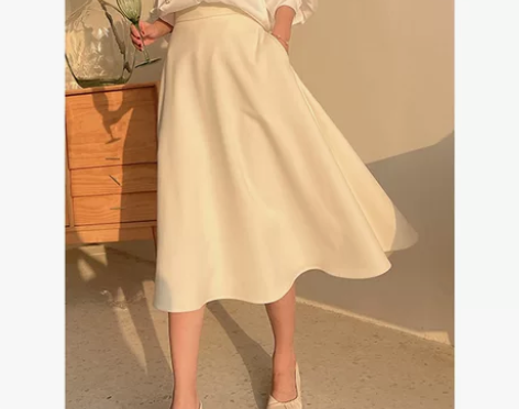 白色半身裙女夏季薄款高腰a字裙设计感小众伞...