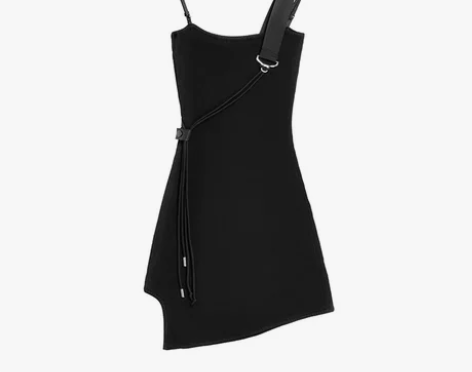 ?小心机连衣裙女夏暗黑机能风收腰性感黑色修...