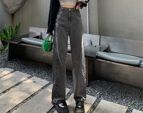 牛仔裤女拖地裤子高街ins潮设计感小众春秋...