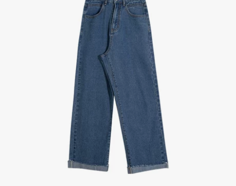 青蔷薇高腰牛仔裤女直筒宽松2020秋装新款...