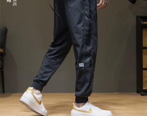 夏季薄款冰丝休闲裤男宽松大码潮牌九分裤子男...