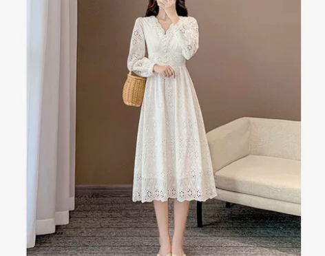 这个连衣裙真的绝了，穿上超级仙女，白色连衣...
