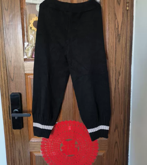 毛线针织阔腿裤 坠垂感  黑色均码有些起球