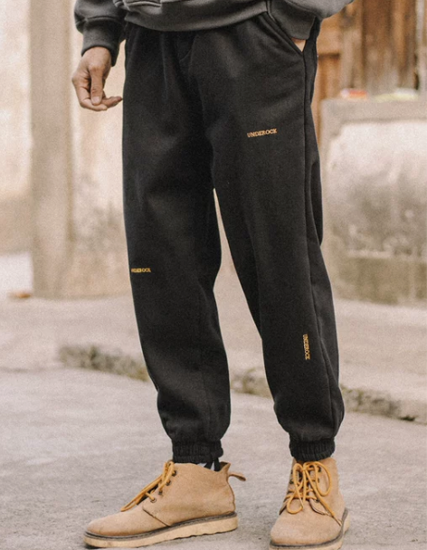 春秋季日系加绒束脚裤男休闲宽松长裤