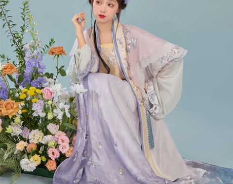 ?七月夕 薄雾清晨 宋制改良吊带半袖长衫齐...