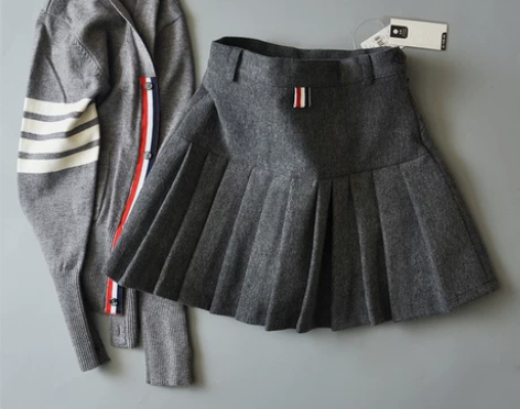 学院风短裙专柜加厚羊毛呢百褶裙女秋冬202...