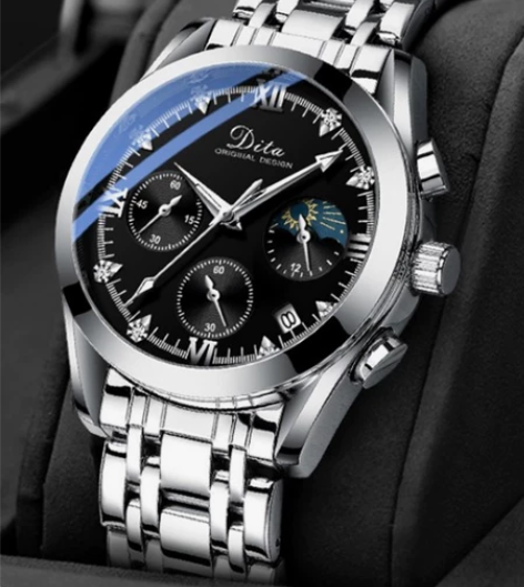 迪塔多功能男士手表 夜光防水手表 男钢带款...
