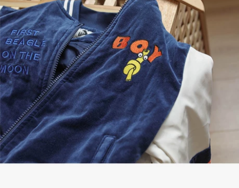 包邮秒！男童秋款新品棒球外套 巨帅 藏青色...