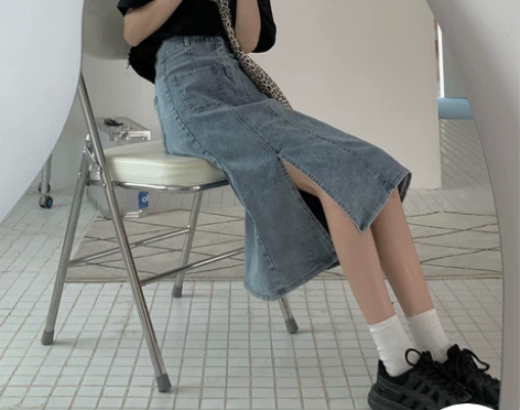 牛仔半身裙女设计感小众夏季2021新款高腰...