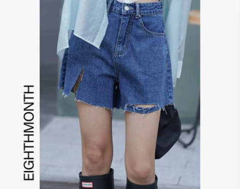 EIGHTHMONTH 牛仔短裤女夏薄款高...