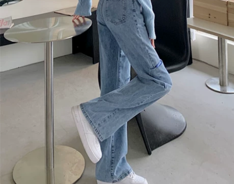 破洞牛仔裤女宽松直筒夏季2022新款设计感...